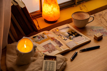 ble journaling vs. motivational journaling – Open journal with Bible, handwritten notes, and colorful pens on a cozy desk. Faith-based journaling for spiritual growth or motivational journaling for goal setting and self-improvement