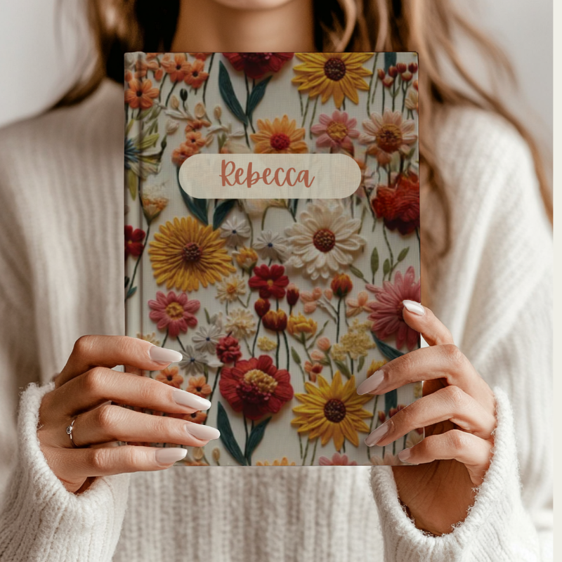 Wildflower Wonders Hardcover Personalized Journal, Customized Notebook